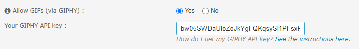 How to get your GIPHY API key and activate the GIFs in the editor? Giphy-10