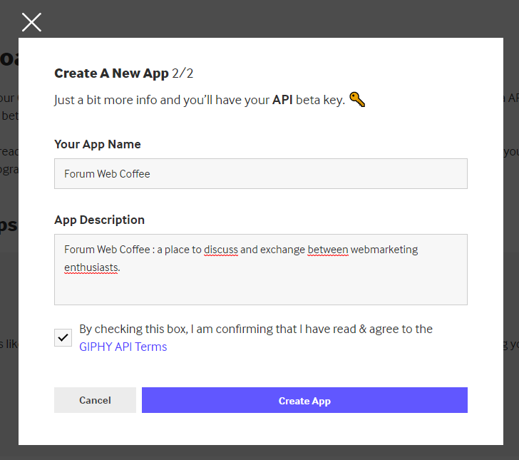 How to get your GIPHY API key and activate the GIFs in the editor? Giphy-11