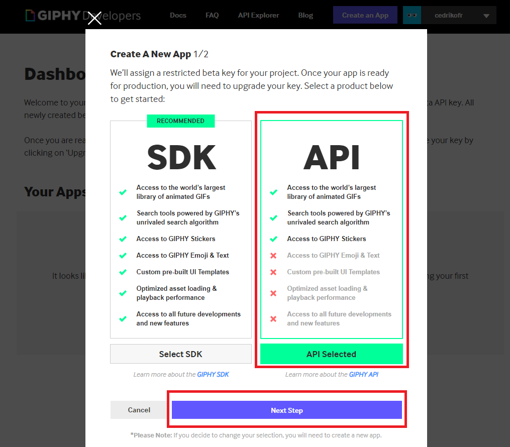 Ativar os GIFs nas mensagens e obter chave API GIPHY  Giphy-12