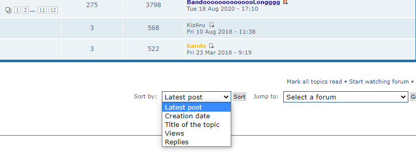 New: Sort the list of topics by number of views, messages, by author, … Image24