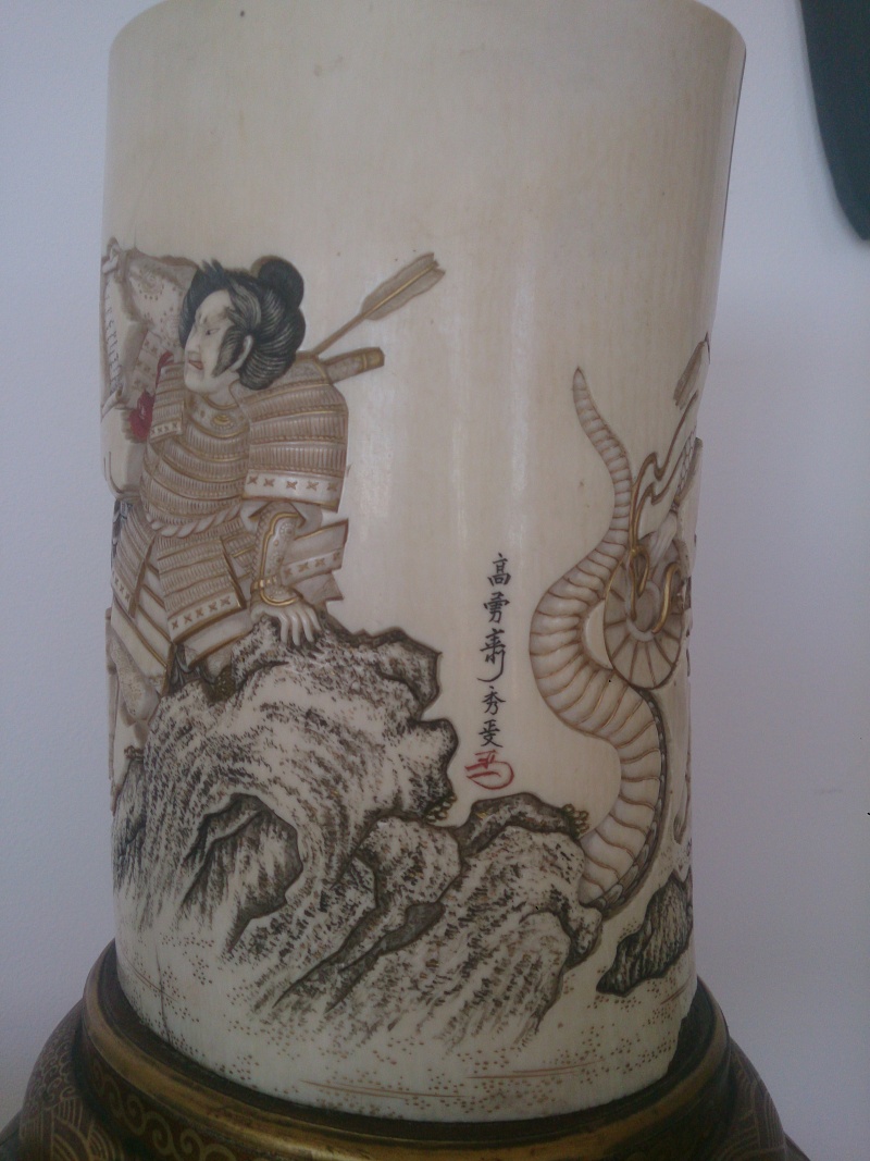  porte pinceau cylindrique en ivoire ère meiji Dsc_2418