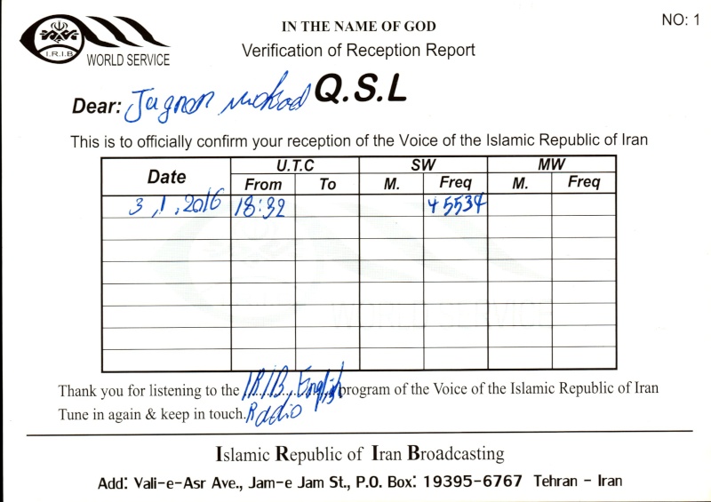 QSL IRIB  Irib210