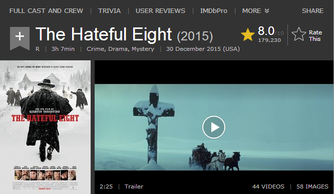 حصريا فيلم الجريمة والدراما الرهيب The Hateful Eight 2015.720p مترجم بنسخة البلوري 29-05-10