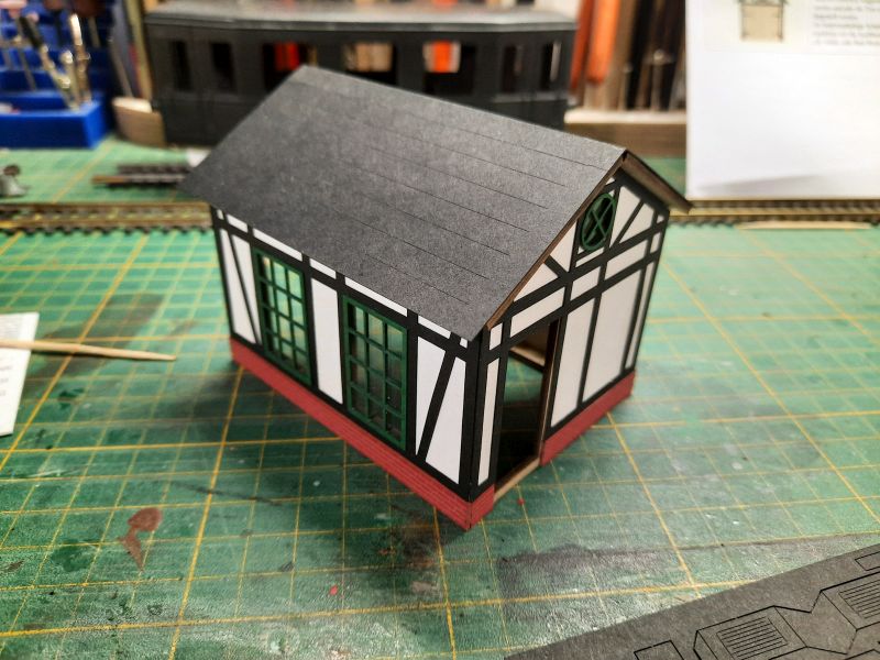 te-miniatur 1155 Fachwerkschuppen f.- KLV - Lasercut-Bausatz 1/45 - Fertig 20220710