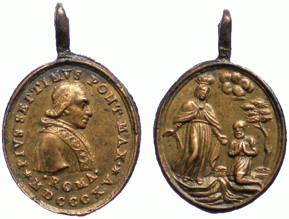 Pío VII / Virgen de la Misericordia de Savona  (R.M. SXIX-O29 ) 1815mi10