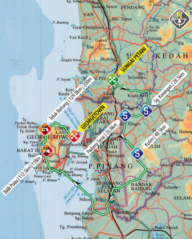 planimetria 2016 » 21st Le Tour de Langkawi (2.HC) - 2a tappa » Sungai Petani › Pulau Pinang (158.1 km)