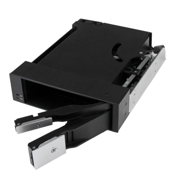 Dual Bay 5.25" Trayless Hot Swap for 2.5" and 3.5" SATA/SAS HDD or SSD with Fan Hsb25312