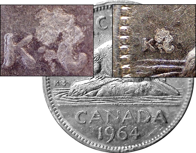 1964 - Coin Détérioré, Rouille sur le Coin (Rusted Die) 5-10