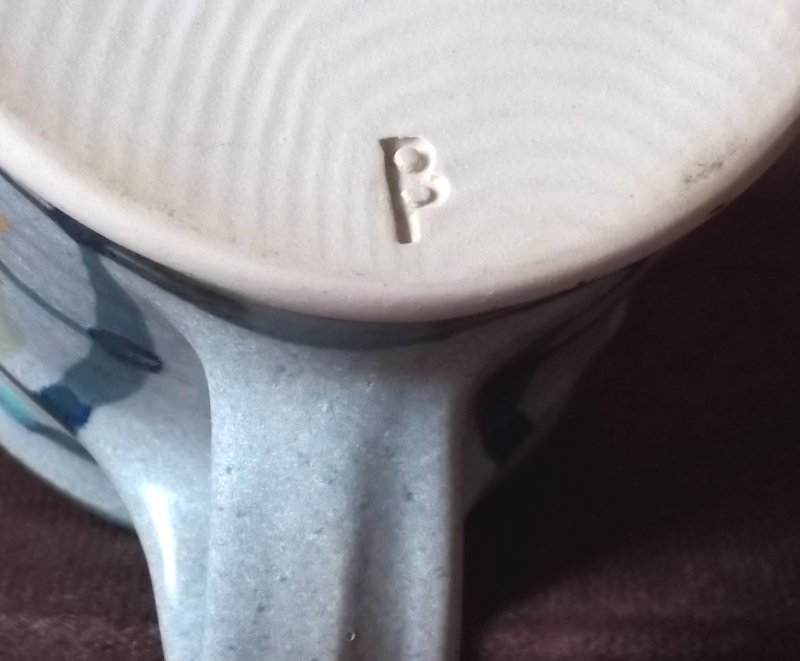 mug with slip dots, BP mark - Brampton Pottery?  100_2917