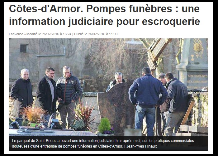 Côtes-d'Armor. Pompes funèbres : une information judiciaire pour escroquerie  119