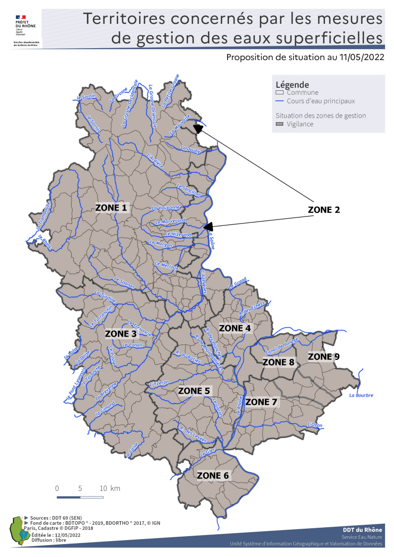 Vigilance sécheresse : la surveillance des eaux superficielles dans le département du Rhône Carte_10