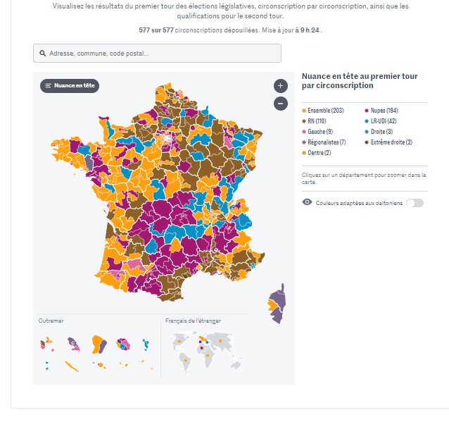 Nupes - Législatives 2022 : résultats et députés élus  par circonscription Carte_11