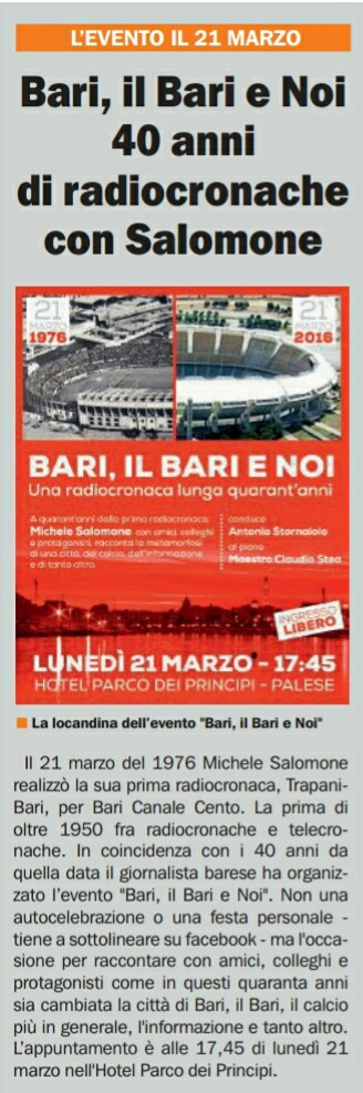 10/03/16 - Epolis - Bari, il Bari e noi 40 anni di radiocronache con Salomone  Screen46