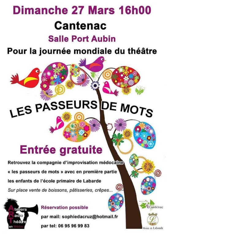 Spectacle d'impro pour la journée mondiale du théâtre dimanche 27 mars à Cantenac Affich16