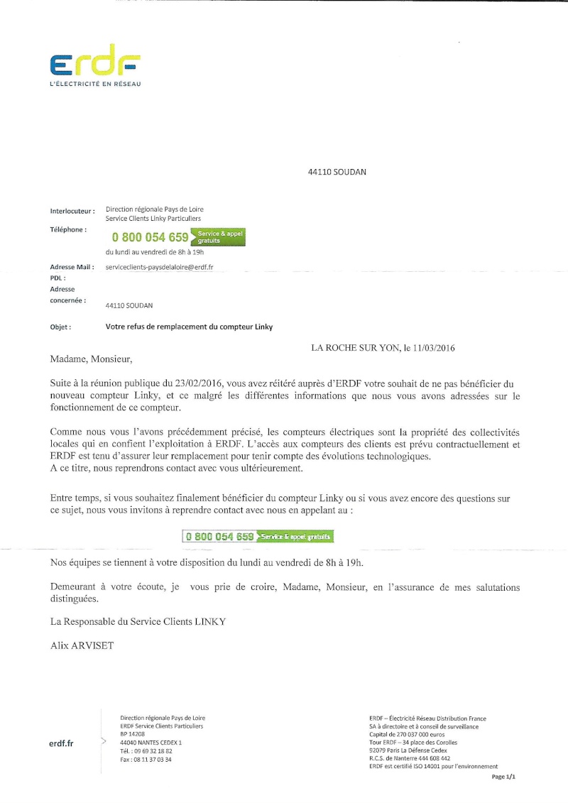 Courrier reçu ce jour 03/03/2016 d'ERDF après l'envoi du refus en recommandé  Lettre10