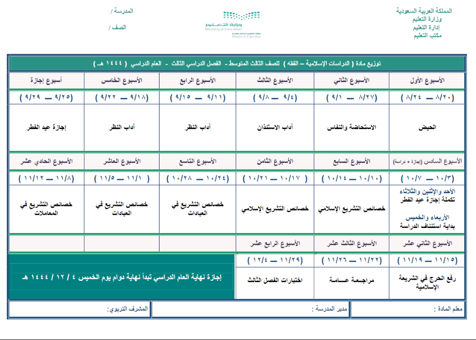 تحميل توزيع الفقه ثالث متوسط 1445 الفصل الدراسي الثالث ف3 Oio_aa11