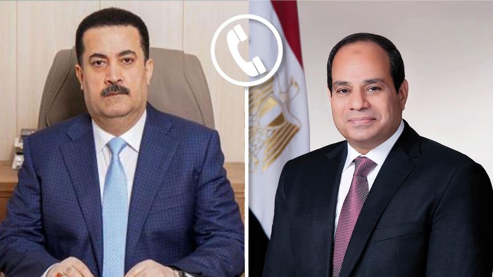 الرئيس عبد الفتاح السيسي يجرى اتصالاً هاتفياً مع رئيس الوزراء العراقي محمد شياع السوداني Aoa417