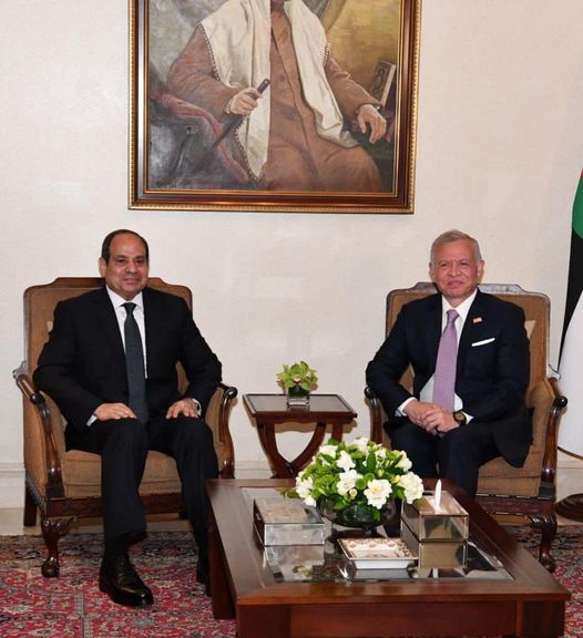  الرئيس عبد الفتاح السيسي يلتقى مع الملك عبد الله الثاني عاهل الأردن Aoo819