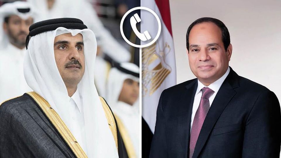 الرئيس عبد الفتاح السيسي يجرى اتصالاً هاتفياً مع الشيخ تميم بن حمد آل ثاني، أمير دولة قطر Aoy76
