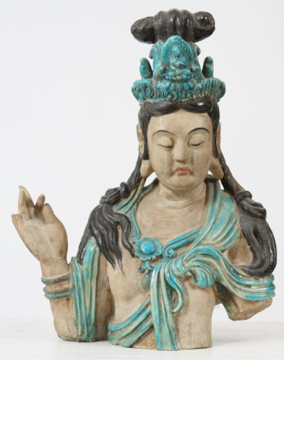 Statuette de Guan Yin, en terre cuite, glaçure - Chine - Fin XIX ème début XX ème ?  S10