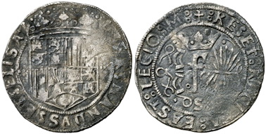 2 Maravedís a Nombre de los Reyes Católicos. Toledo. 1543-1553 Real-m10