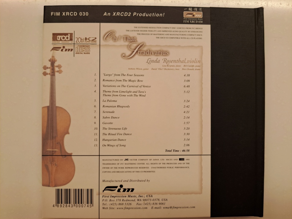 FIM XRCD 030 - Oh! That Stradivarius - Linda Rosenthal, violin solo - XRCD2  20bit K2 super coding - 2000 FIM  20230366