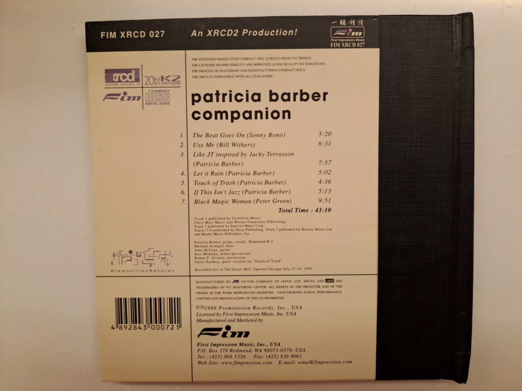 FIM XRCD 0271   - Patricia Barber- Companion   - XRCD2   20bit K2 super coding 20230367
