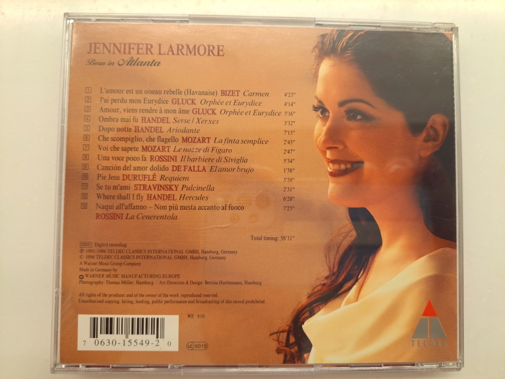 JENNIFER LARMORE - Born In Atlanta. 1996 Teldec Classics.  Made in Germany 20230488