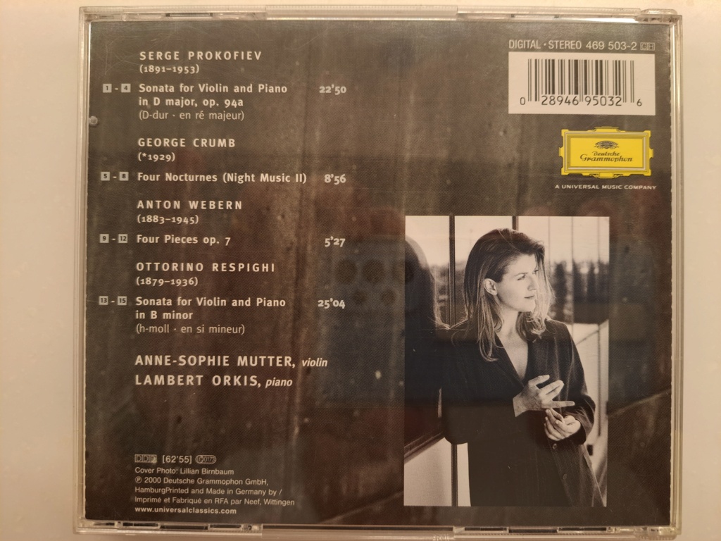 ANNE-SOPHIE MUTTER: RECITAL 2000, PROKOFIEV, RESPIGHI, WEBERN, LAMBERT ORKIS. Violin & Piano. 2000 Deutsche Grammophon GmbH. Made in Germany 20230506