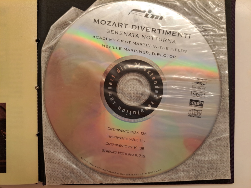 Mozart: Three Divertimenti for Strings (XRCD 24) Also, Serenata Notturna. Sir Neville Marriner, Academy of St. Martin-in-the-Fields. First Impression Music FIM XR24 071. Made in Japan 20230705