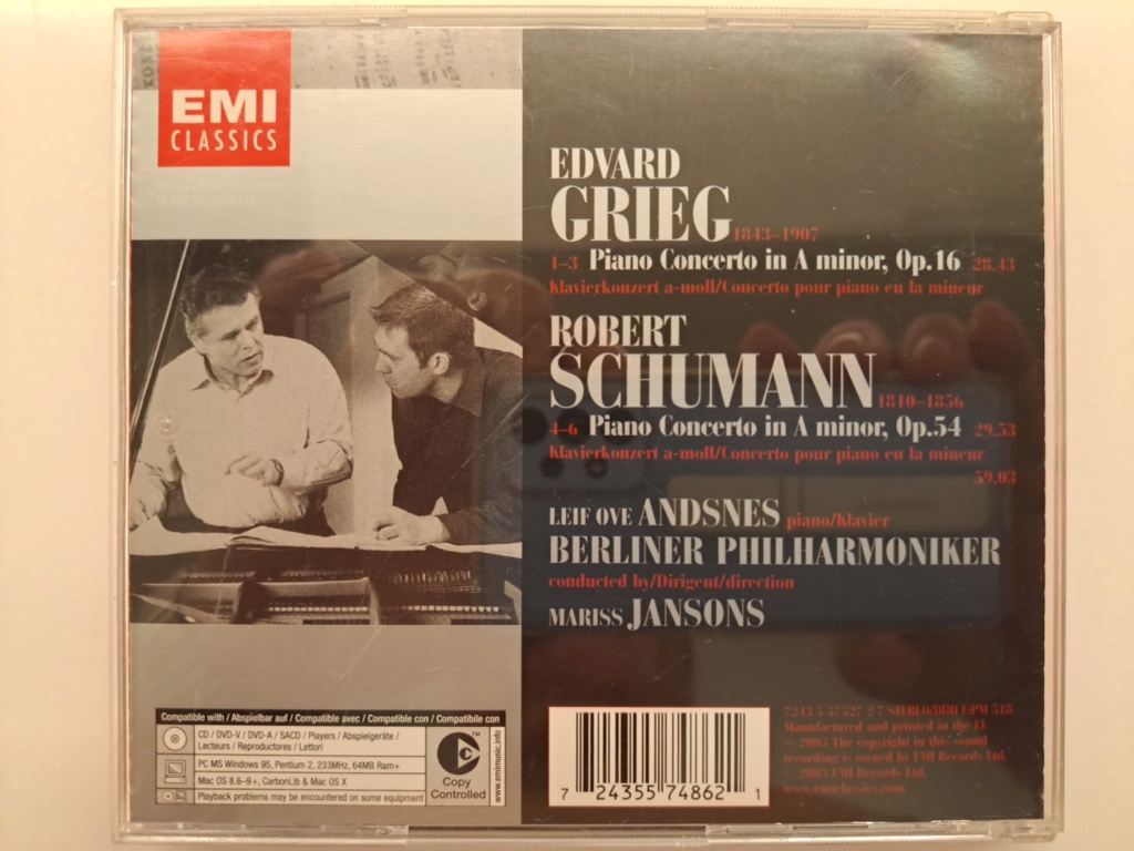 Grieg & Schumann: Piano Concertos by Berliner Philharmoniker, Mariss Jansons. 2003 EMI Records. Made in EU. 20230989