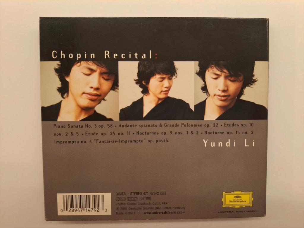 Yundi Li, piano - Chopin: Recital. 2001 Deutsche Grammophon GmbH. Made in EU. Classical CD 20230995