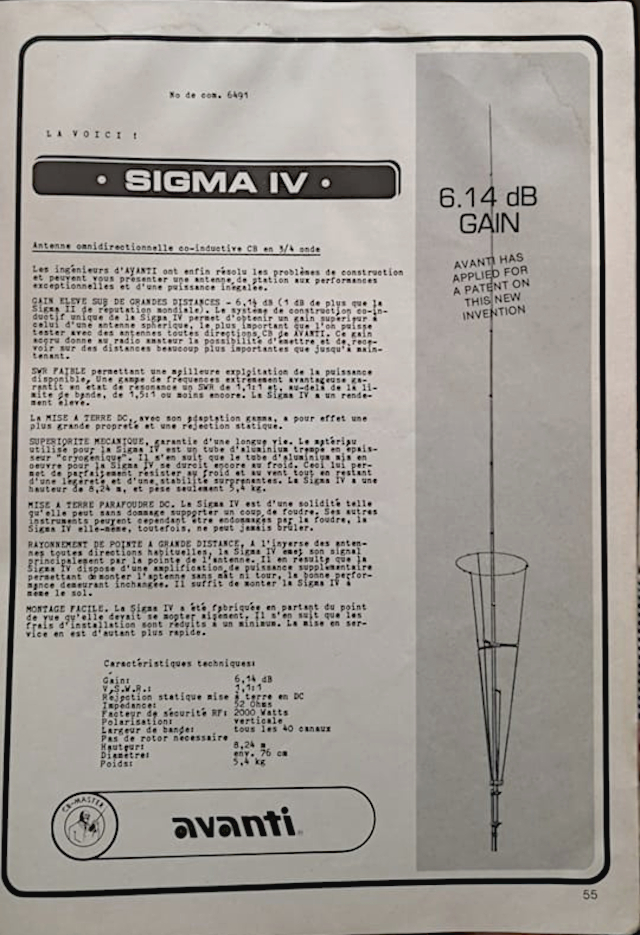 Avanti Sigma 4 (Antenne fixe) Avanti11