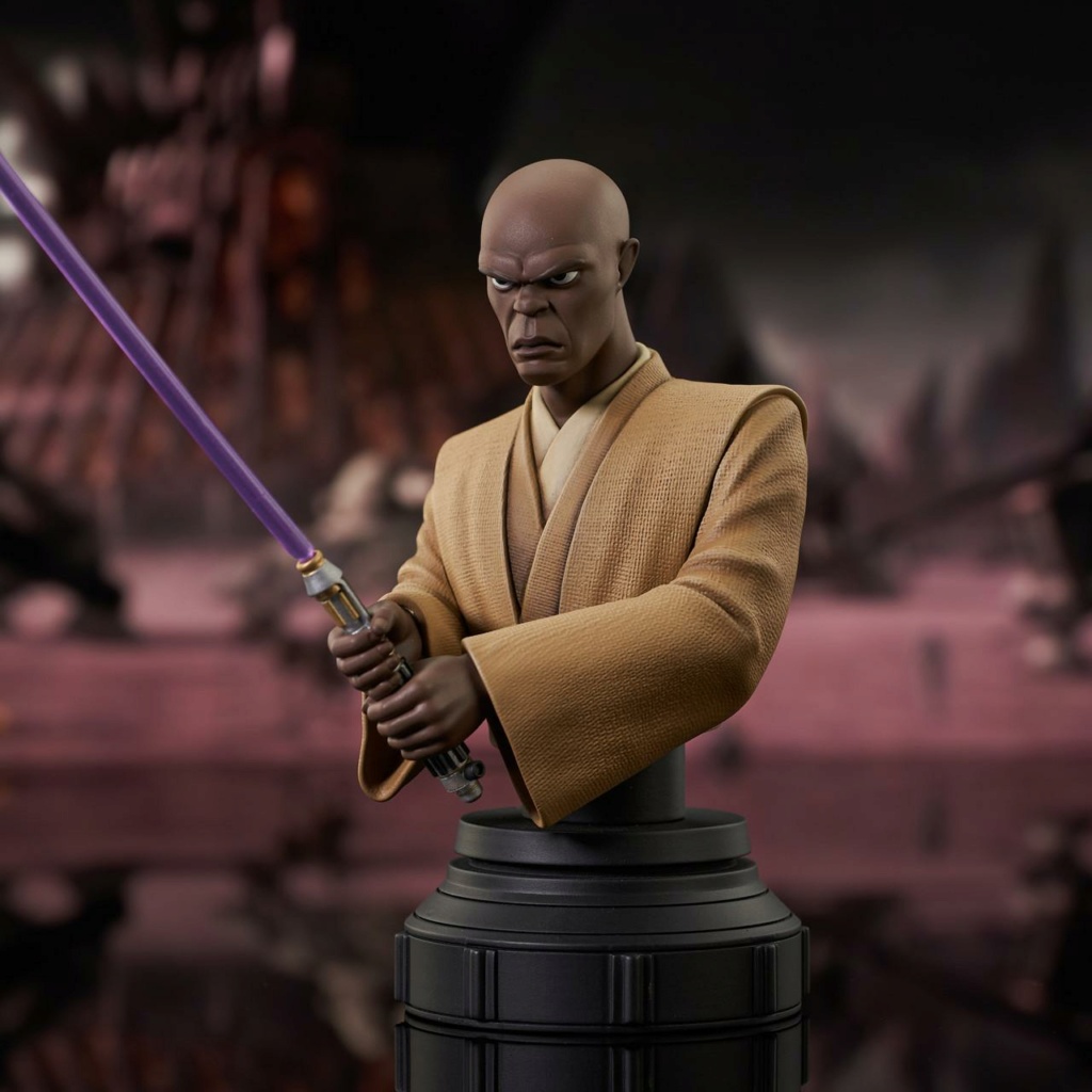 Star Wars: The Clone Wars - Mace Windu Animated Bust - Gentle Giant Mace_w28