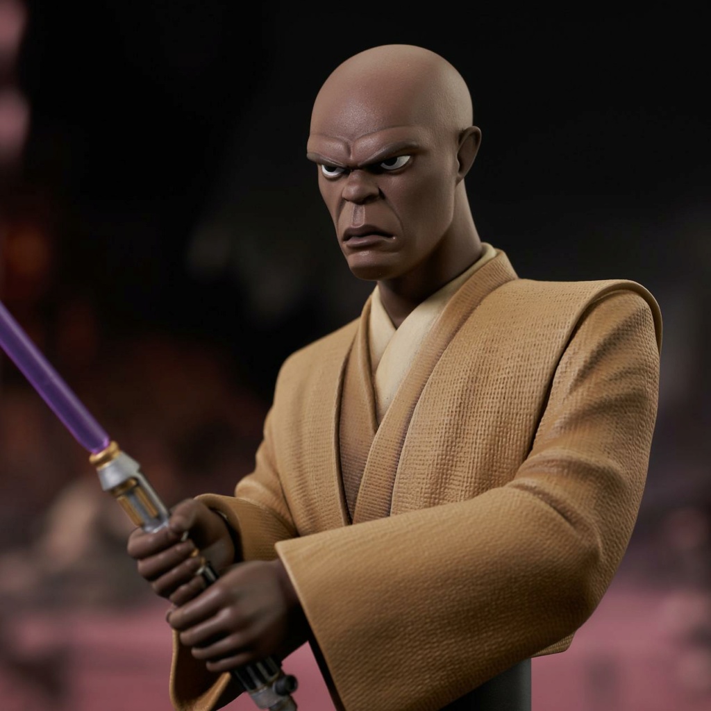 Star Wars: The Clone Wars - Mace Windu Animated Bust - Gentle Giant Mace_w33