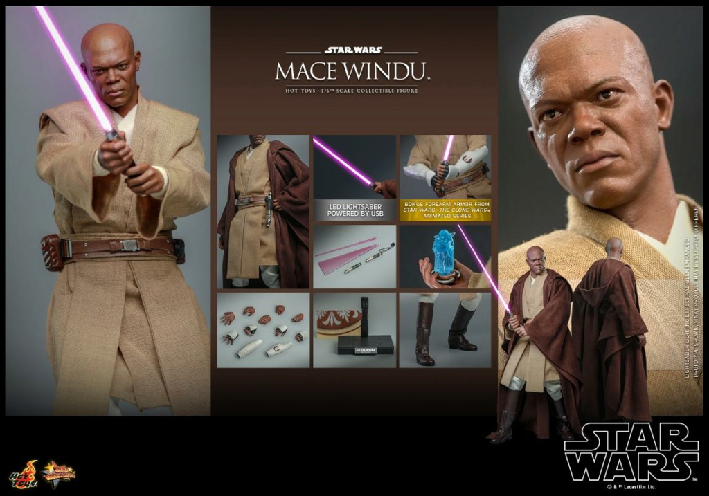 Star Wars: Attack of the Clones  - 1/6th scale Mace Windu Collectible Figur Mace_w57