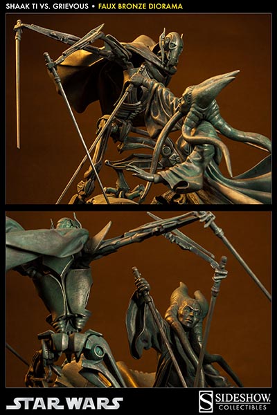 Sideshow - Hunt for the Jedi Shaak Ti VS General Grievous Faux Bronze  Shaak_12
