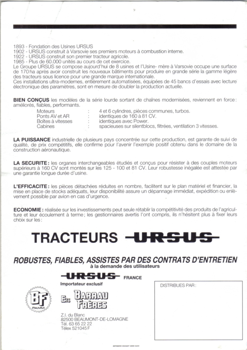 Accords commerciaux LABOURIER - URSUS Ursus410
