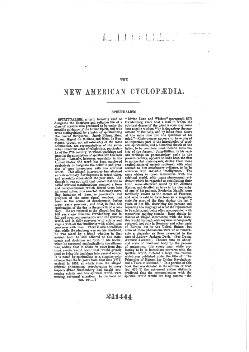 New American Cyclopedia 1862 Spiritualism Newamc10