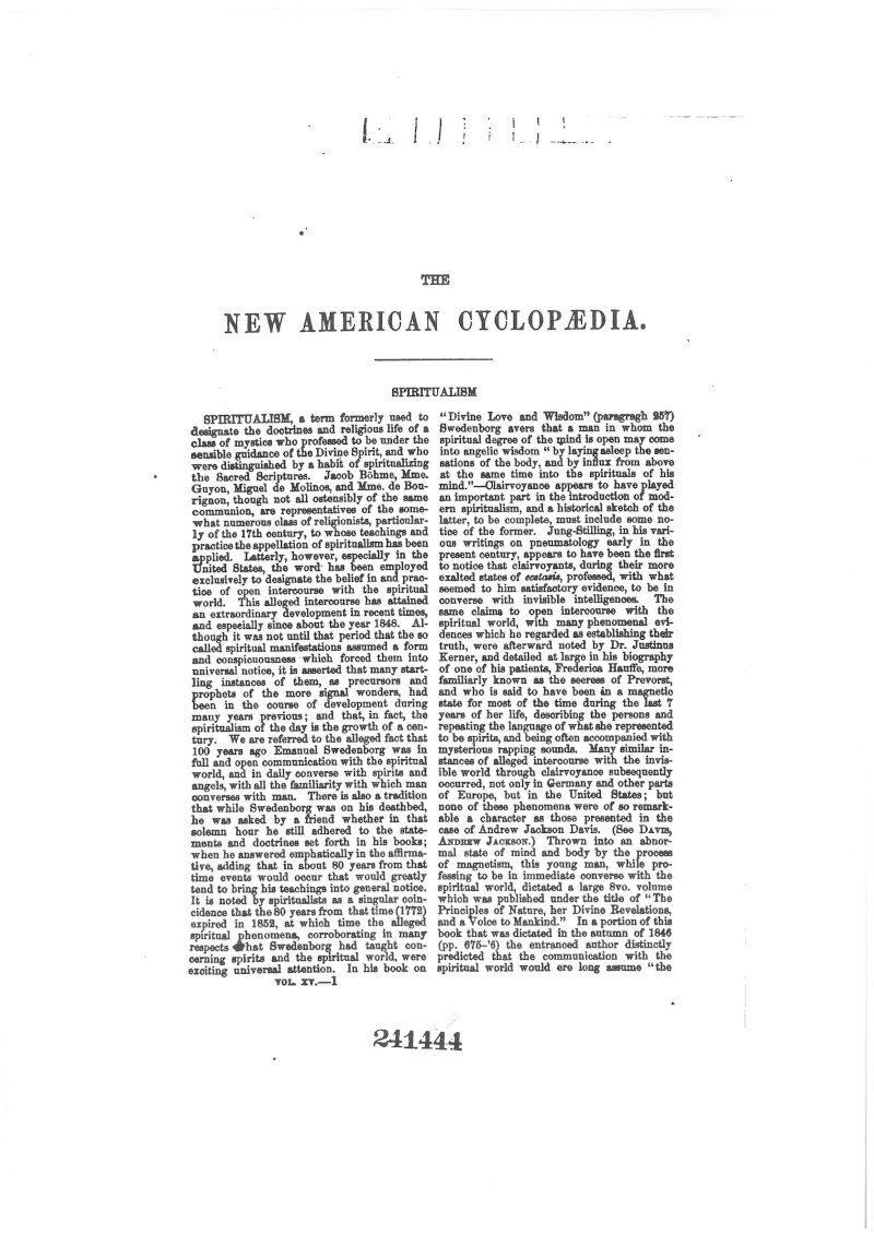 New American Cyclopedia 1862 Spiritualism Newamc10