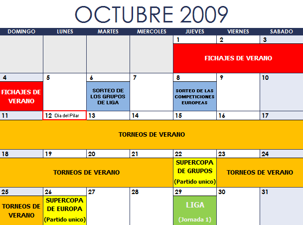CALENDARIO liga D 09/10 09-10-10