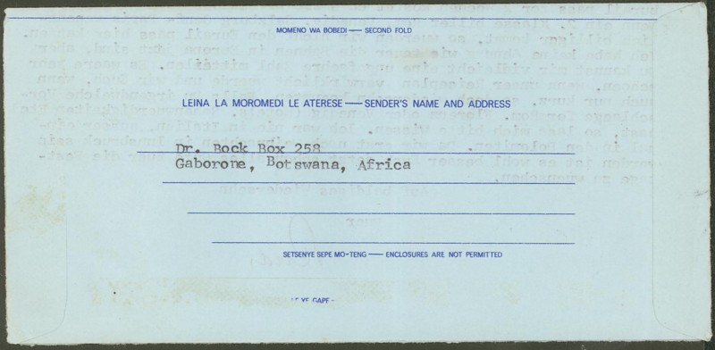 Aerogramme (Luftpostfaltbriefe) aus Afrika  -  bedarfsgebraucht Botswa11