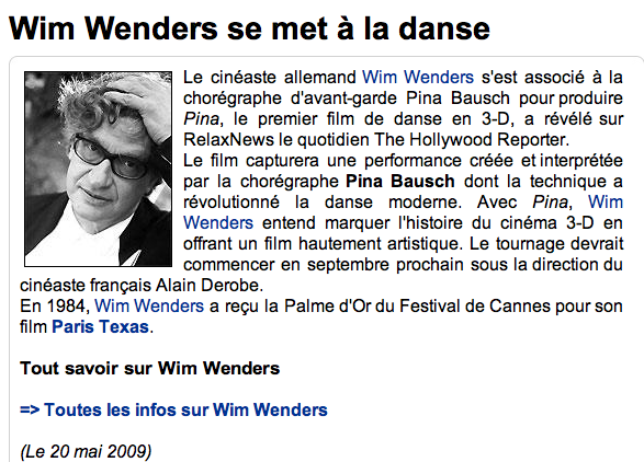 Wim Wenders se met à la danse Image265