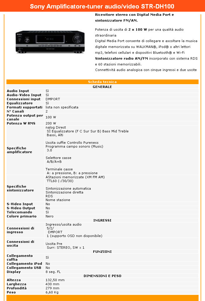 Amplificatore sony A/V STR D500 0001so10