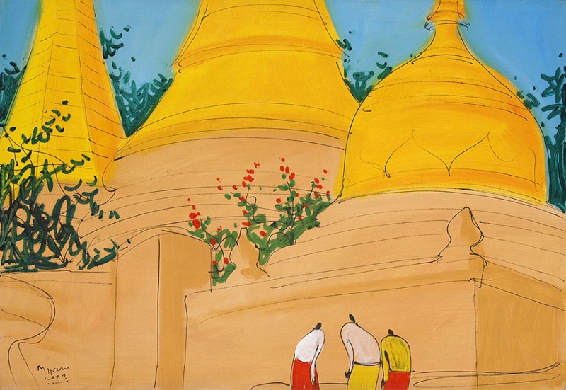 Zaw Min, artiste peintre birman Bur18112