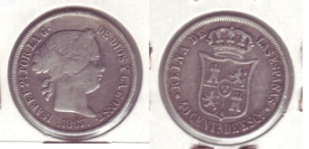 40 Céntimos de escudo de Isabel II, Madrid. Anv69