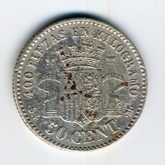 50 Céntimos del Gobierno Provisional de 1869. Anvers49