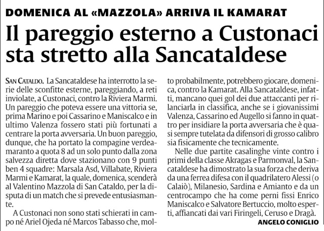 Campionato 8° giornata: Sancataldese - Kamarat 0-1 Scege11