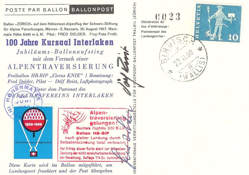 Ballonfahrt-Belege & Karten 3b10