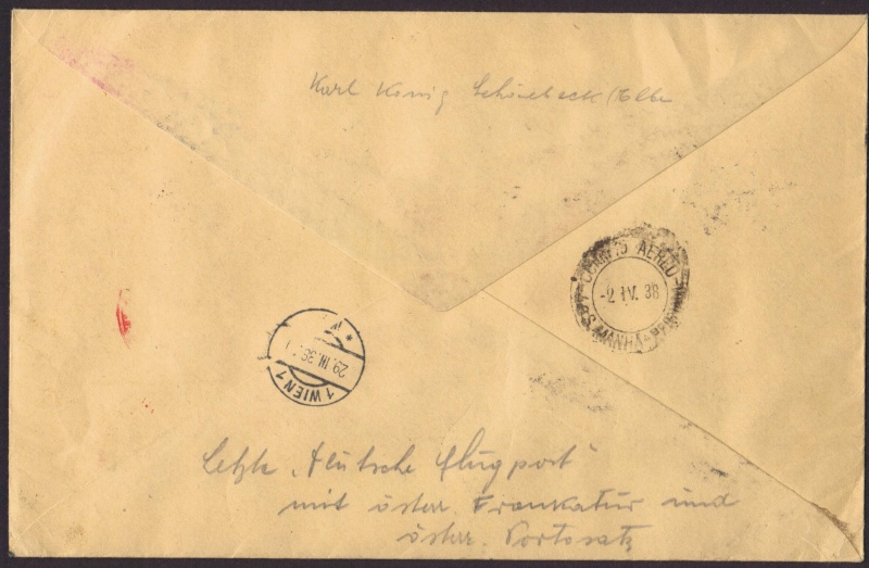 Osterreich - rwh's Luftpostsammlung Österreich erste Republik 1938_w11